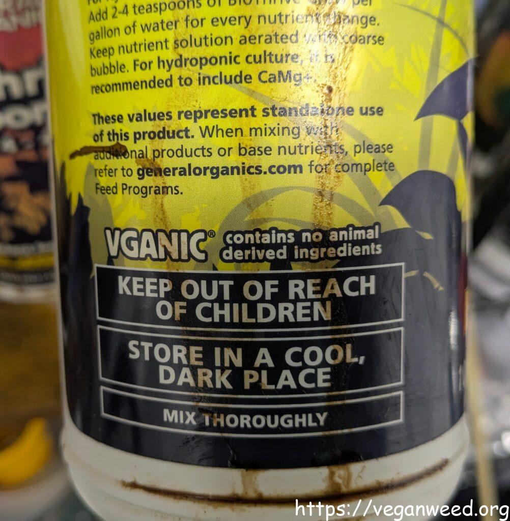 General Organics VGANIC label no animal derived ingredients